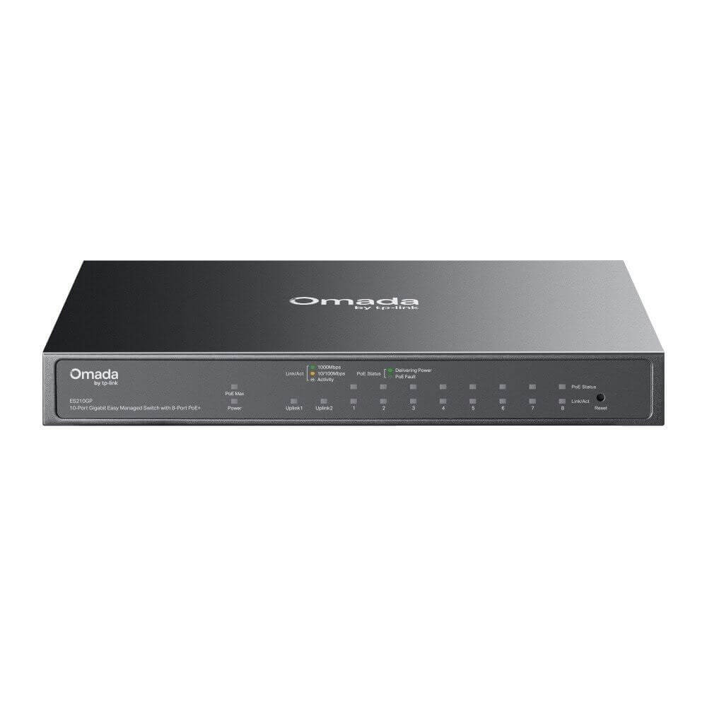 TP-LINK Omada ES210GP Combo v1 Managed L2 PoE+ Switch with 9 Gigabit (1Gbps) Ethernet Ports and 1 SFP Port - Image 2